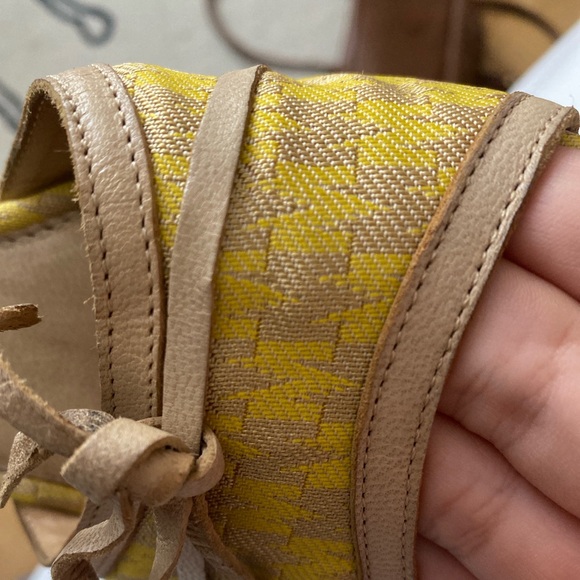 Max Mara yellow/cream kitten heels with wooden soles - Made in Italy/100$ - Picture 6 of 7